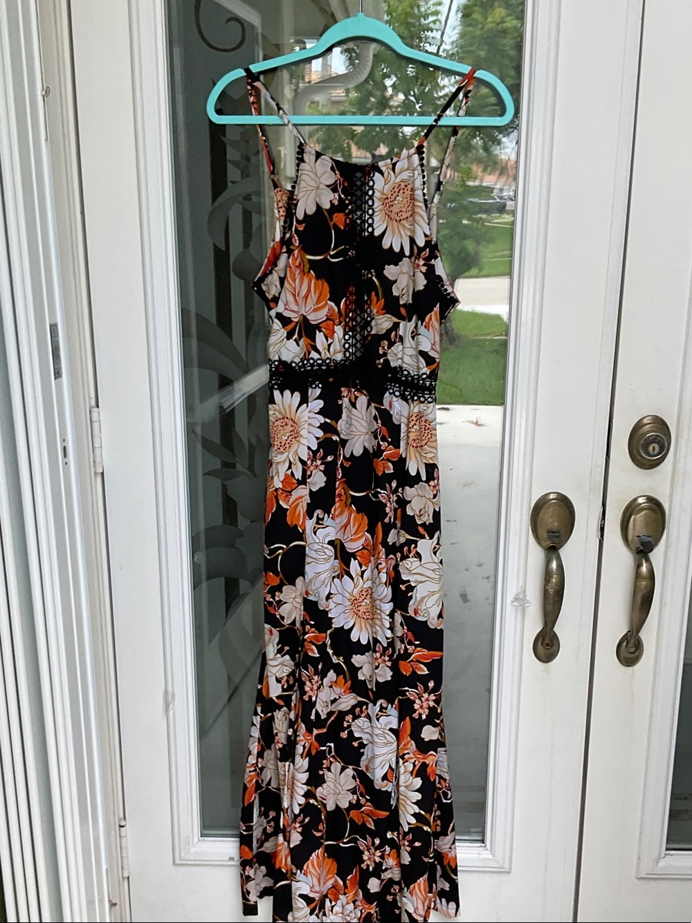 Floral Maxi Sundress in Black and Orange